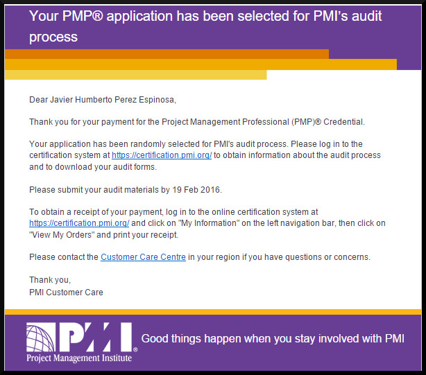 PMP Audit Email